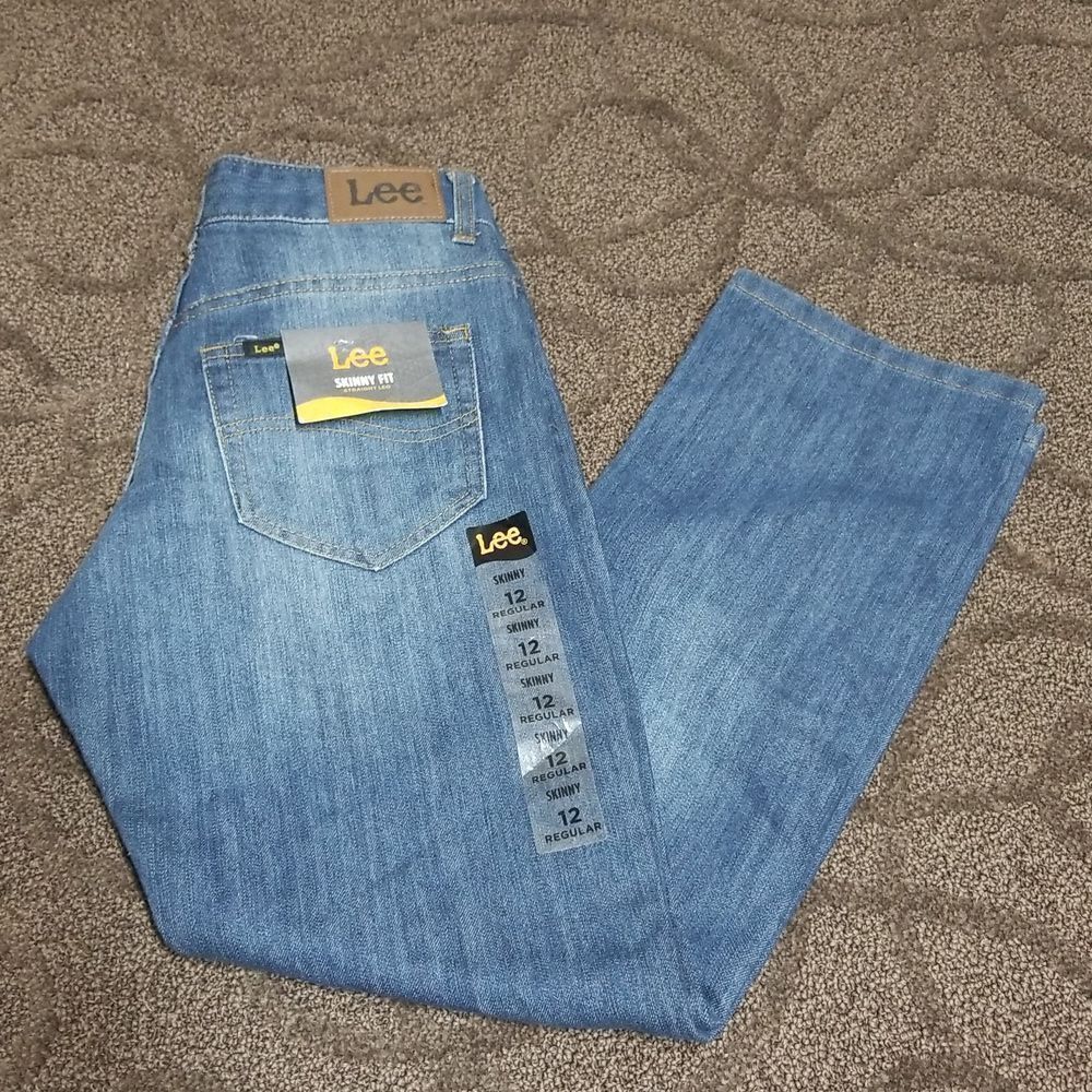 Big Boys New Lee Denim Jeans Straight Skinny Fit size 12 Skinny